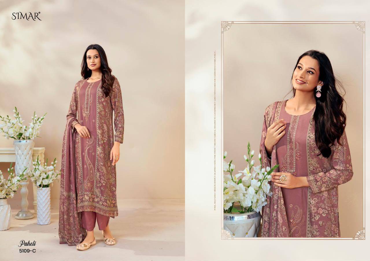 Paheli By Glossy 5109A To 5109D Series Stylish Beautiful Colourful Viscose Silk Dresses At Wholesale Price